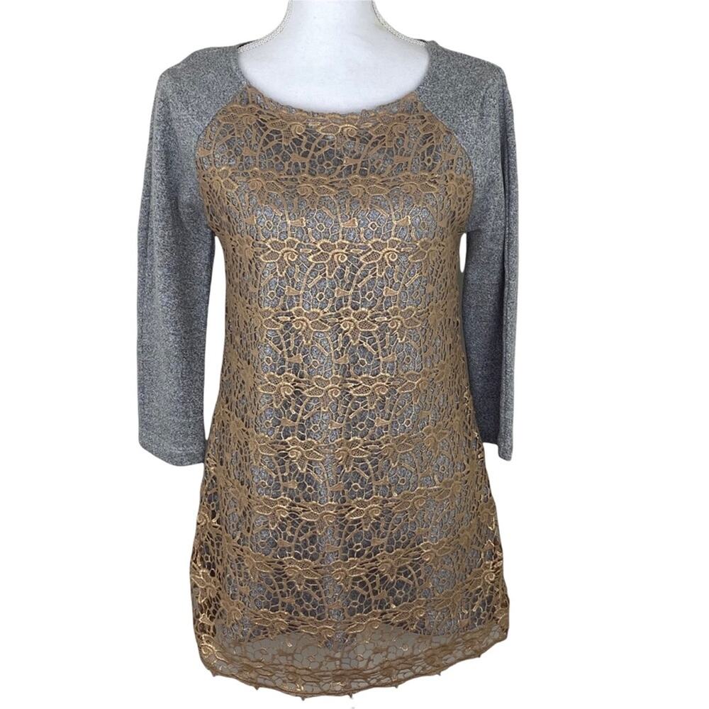 Dolan Left Coast Anthropologie Women's Lace Sweatshirt Gray Size S Casual
